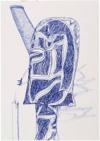 Skulptur (aus der Serie Täuschungen),2015, Kugelschreiber auf Papier / Ballpoint pen on paper, 29,7x21 cm